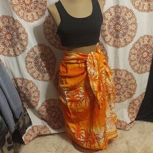 Tropical island orange sunset sarong